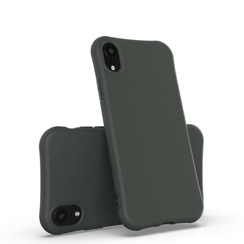 Etui iPhone XR Różowy Czarny Silikon Matowy Premium Etui Ochronne