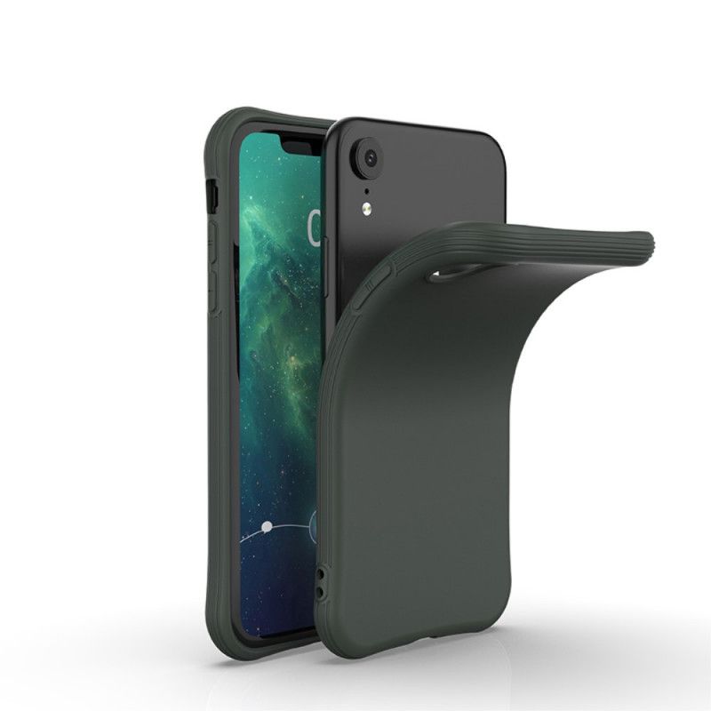 Etui iPhone XR Różowy Czarny Silikon Matowy Premium Etui Ochronne