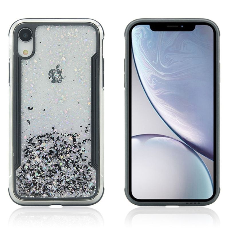 Etui iPhone XR Srebrny Czerwony Trend Brokatu Etui Ochronne