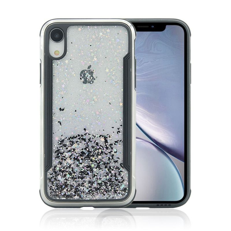 Etui iPhone XR Srebrny Czerwony Trend Brokatu Etui Ochronne