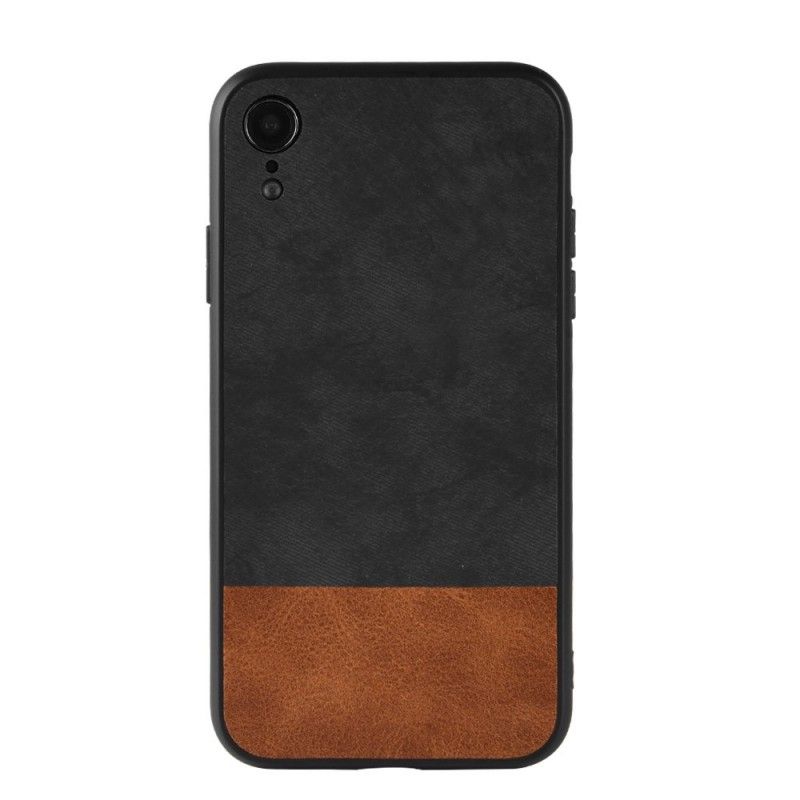 Etui iPhone XR Szary Czarny Dwukolorowa Imitacja Skóry Etui Ochronne