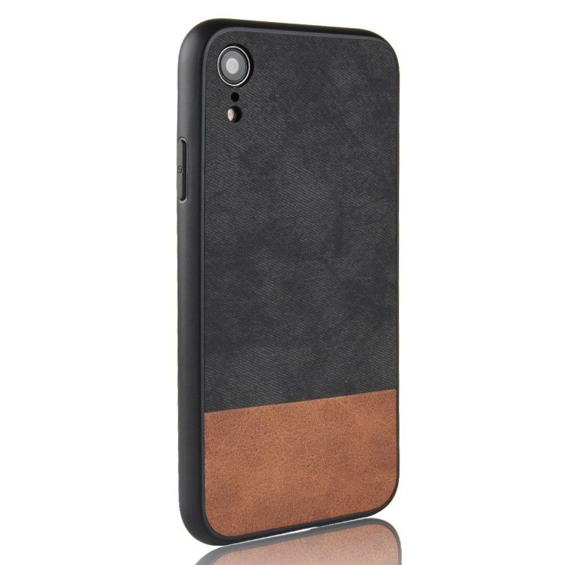 Etui iPhone XR Szary Czarny Dwukolorowa Imitacja Skóry Etui Ochronne