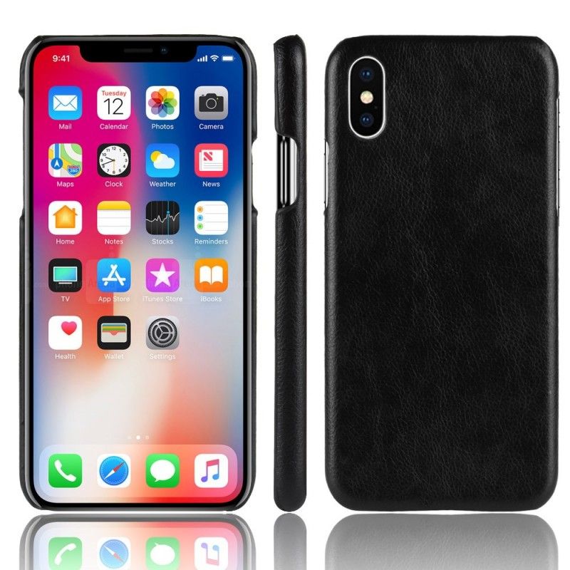 Etui iPhone XR Szary Czarny Efekt Skóry Liczi