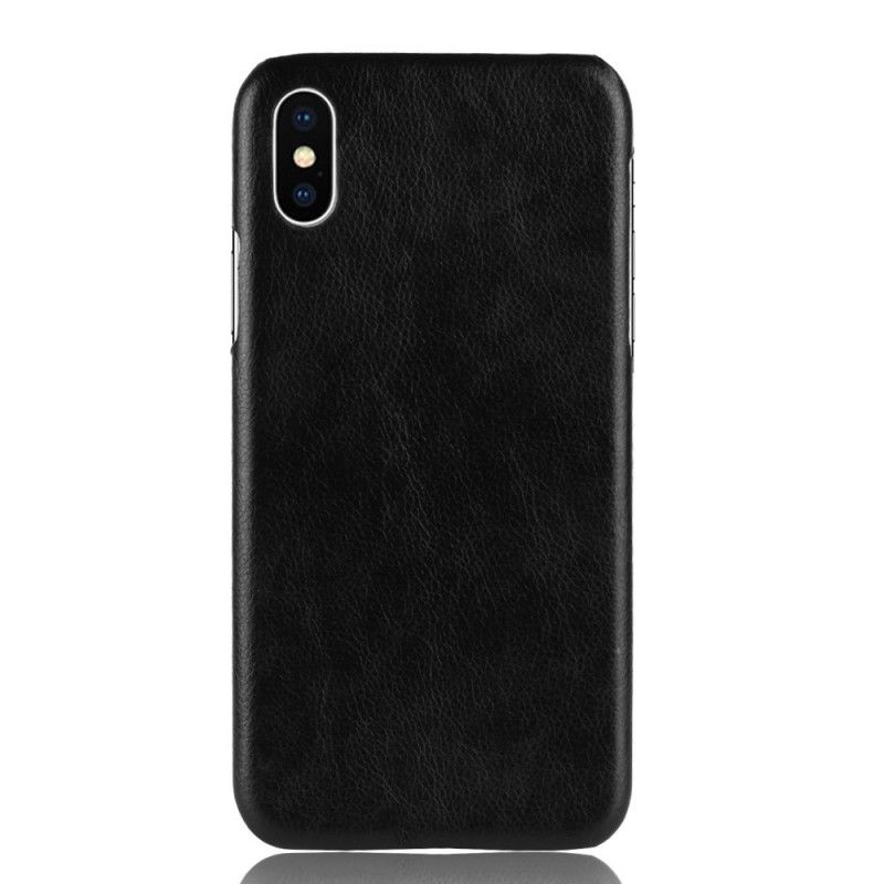 Etui iPhone XR Szary Czarny Efekt Skóry Liczi