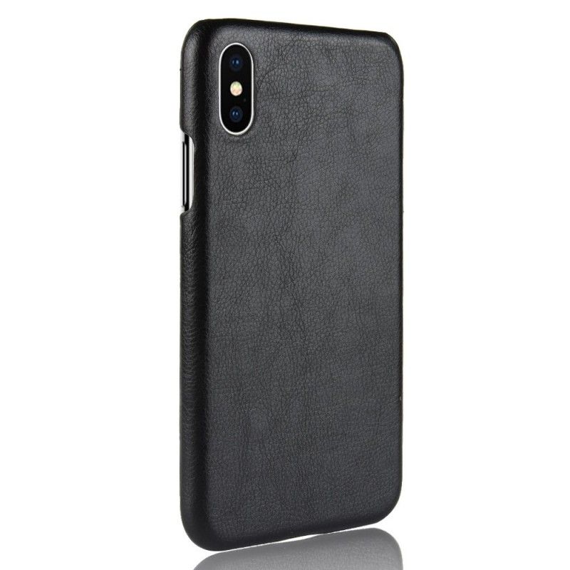 Etui iPhone XR Szary Czarny Efekt Skóry Liczi