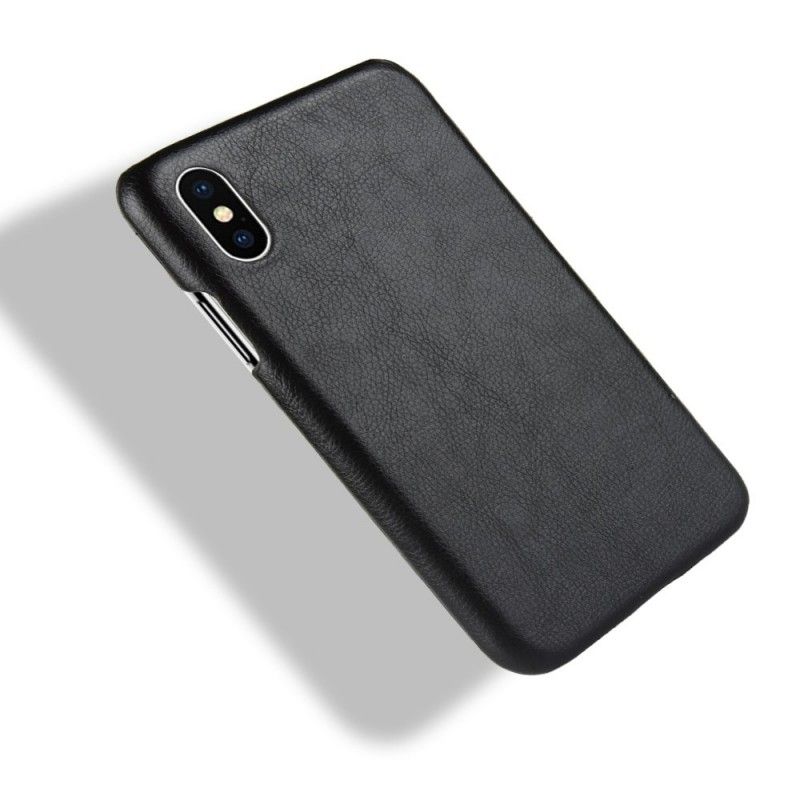 Etui iPhone XR Szary Czarny Efekt Skóry Liczi