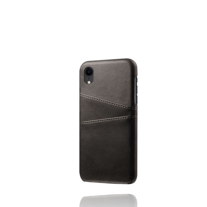 Etui iPhone XR Szary Czarny Etui Na Karty Z Efektem Skóry