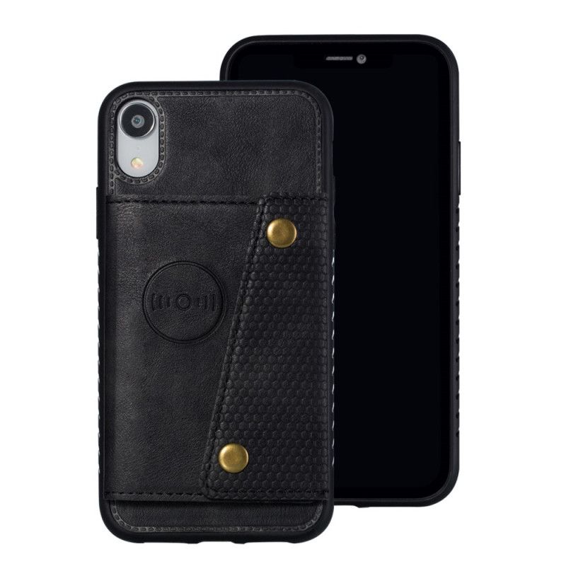 Etui iPhone XR Szary Czarny Portfel Zatrzaskowy