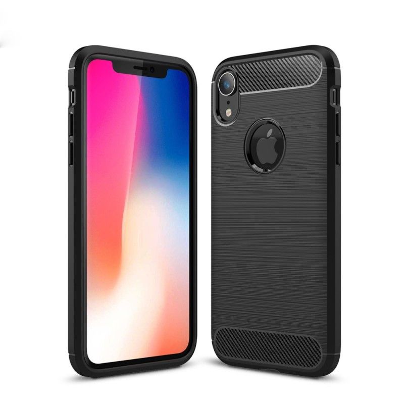 Etui iPhone XR Szary Czarny Szczotkowane Włókno Węglowe