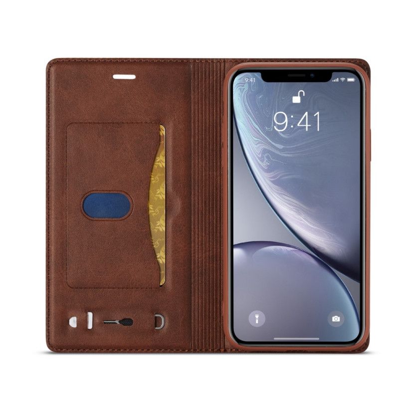 Flip Kotelot iPhone XR Brązowy Czarny Lc-001 Seria Lc.Imeeke Etui Ochronne