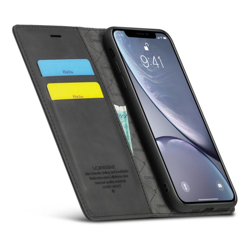 Flip Kotelot iPhone XR Czerwony Czarny Lc. Efekt Skóry Timeeke