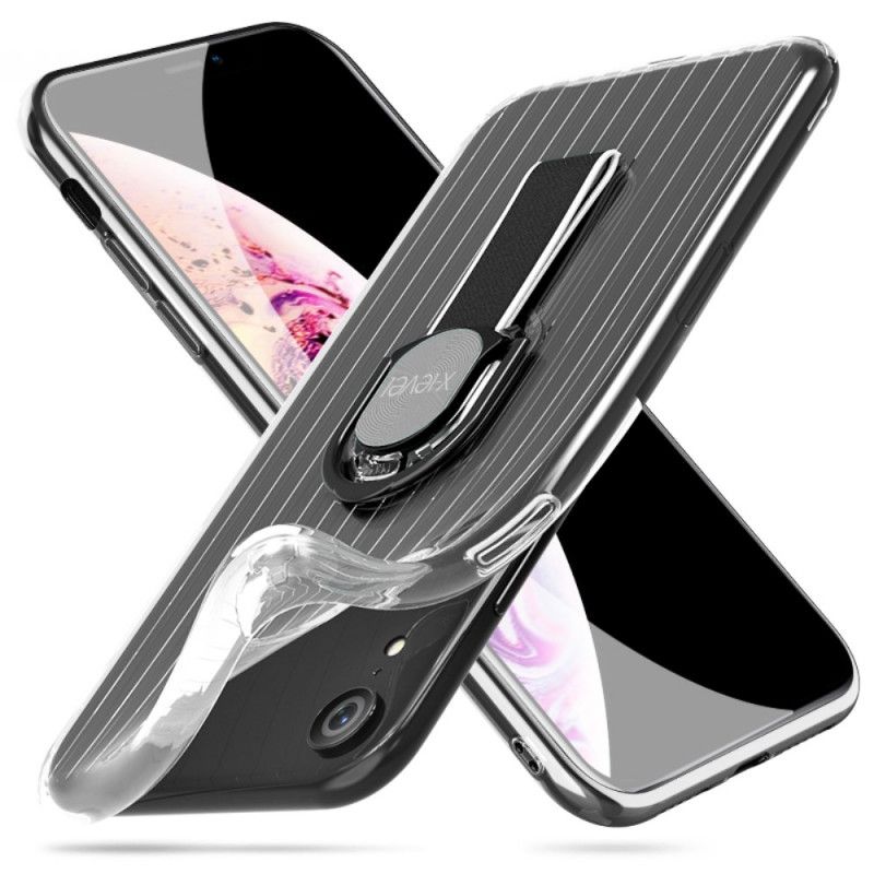 Futerały iPhone XR Biały Czarny Etui na Telefon Przezroczysty Wspornik Pierścieniowy