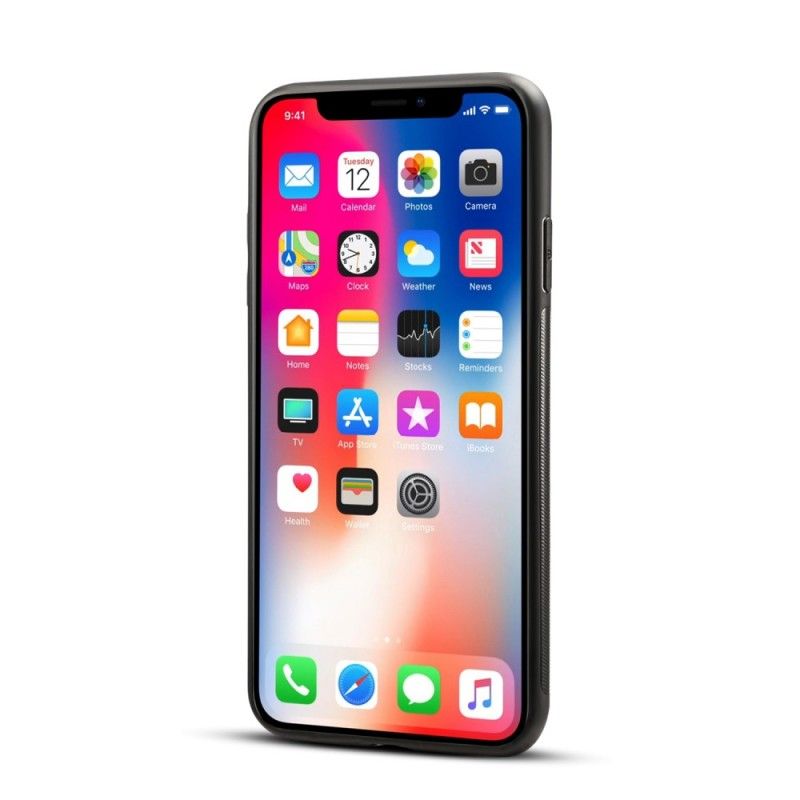 Futerały iPhone XR Czerwony Czarny Etui na Telefon Etui Na Karty Z Imitacji Skóry