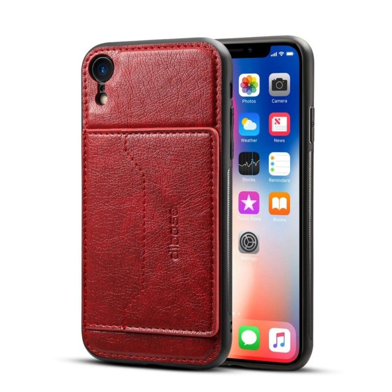 Futerały iPhone XR Czerwony Czarny Etui na Telefon Etui Na Karty Z Imitacji Skóry