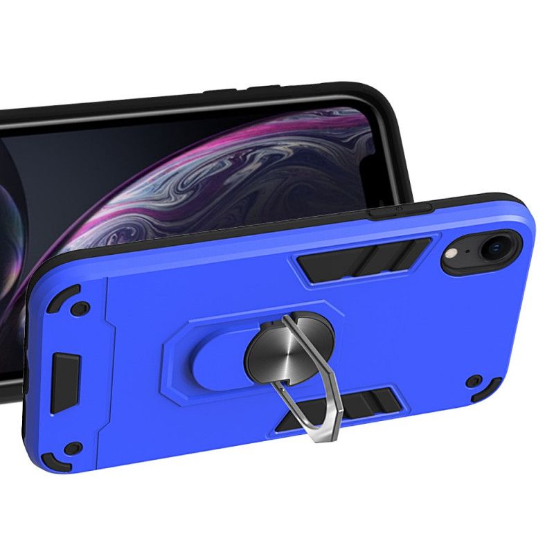 Futerały iPhone XR Czerwony Czarny Etui na Telefon Zdejmowany Metalowy Uchwyt Pierścieniowy