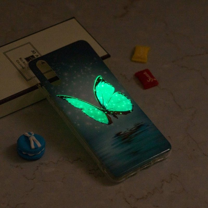 Futerały iPhone XR Etui na Telefon Fluorescencyjny Niebieski Motyl