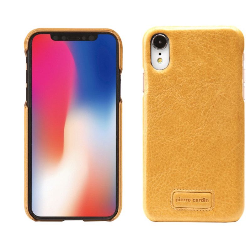 Futerały iPhone XR Żółty Czerwony Prawdziwa Skóra Liczi Pierre Cardin