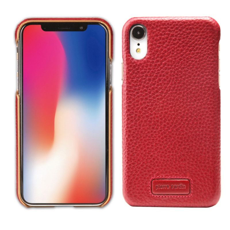 Futerały iPhone XR Żółty Czerwony Prawdziwa Skóra Liczi Pierre Cardin