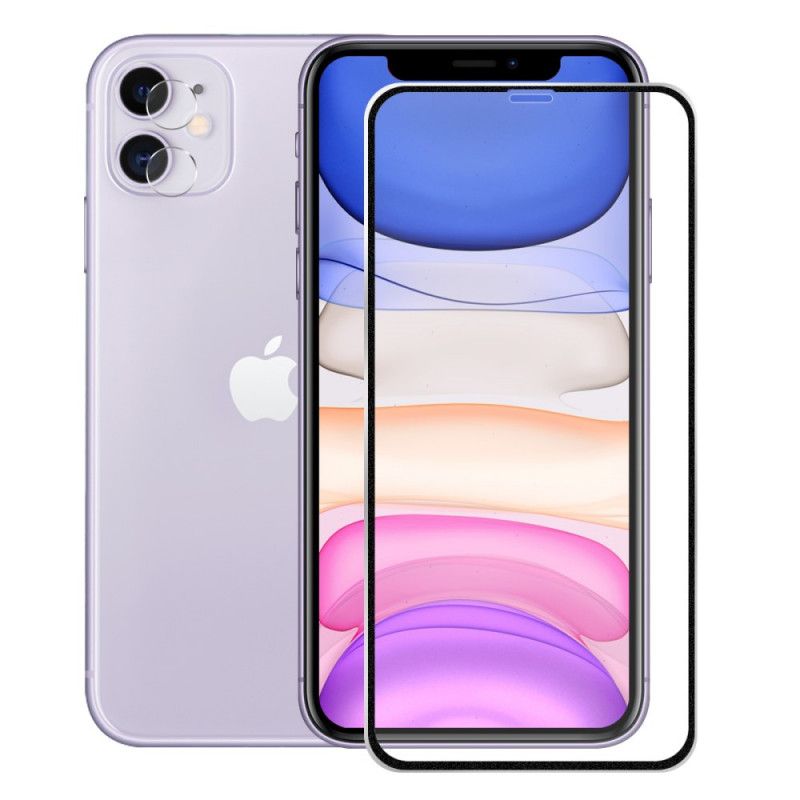 Zestaw Ze Szkła Hartowanego Do Ekranu I Obiektywu Kapelusza iPhone XR Czerwony Czarny