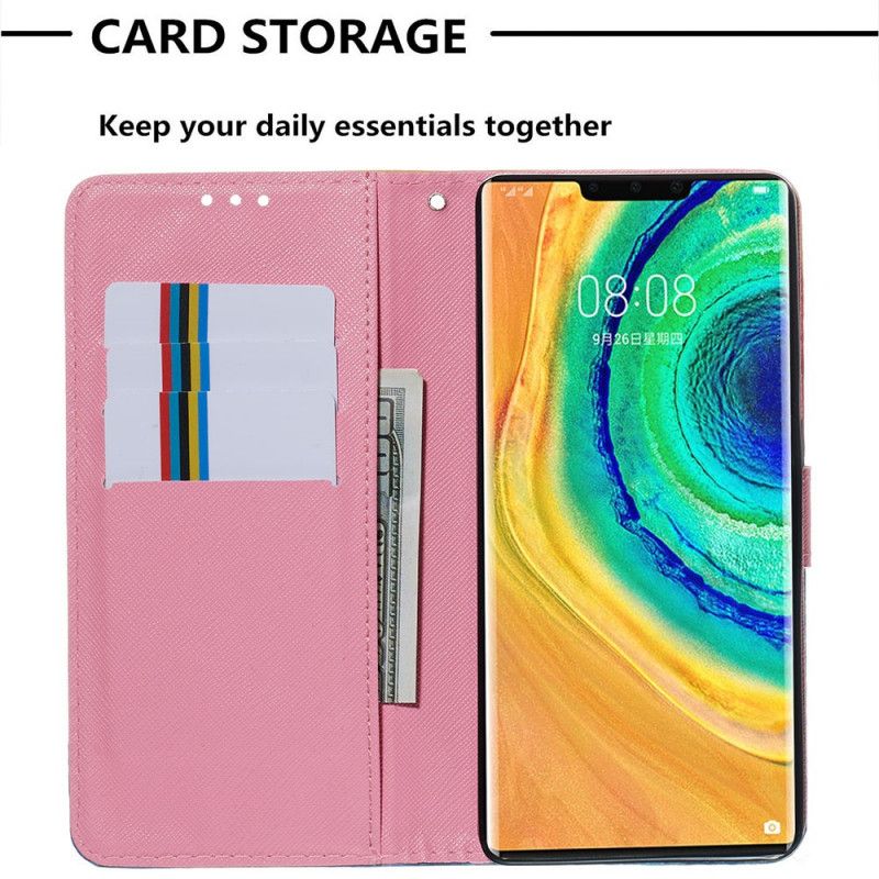 Etui Folio Huawei Mate 30 Pro Czerwone Motyle