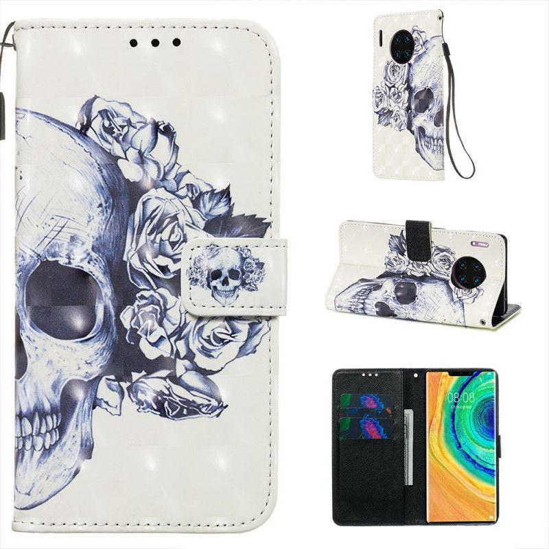 Etui Folio Huawei Mate 30 Pro Kwiecista Czaszka Etui Ochronne