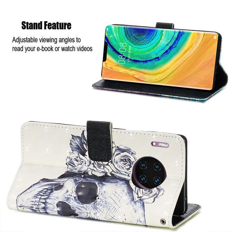 Etui Folio Huawei Mate 30 Pro Kwiecista Czaszka Etui Ochronne