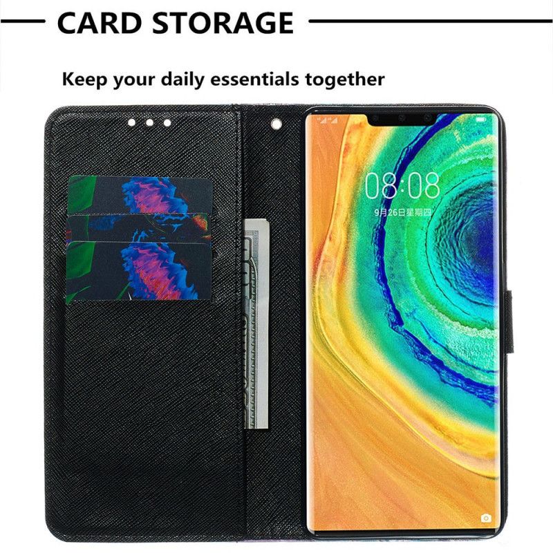 Etui Folio Huawei Mate 30 Pro Kwiecista Czaszka Etui Ochronne