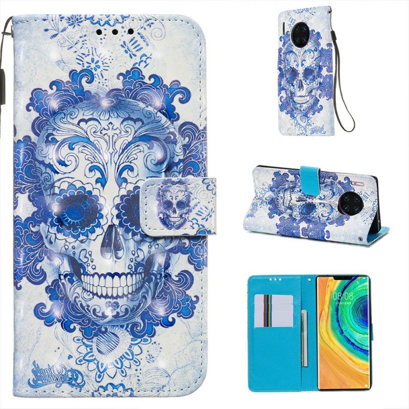 Etui Folio Huawei Mate 30 Pro Niebieska Czaszka Etui Ochronne