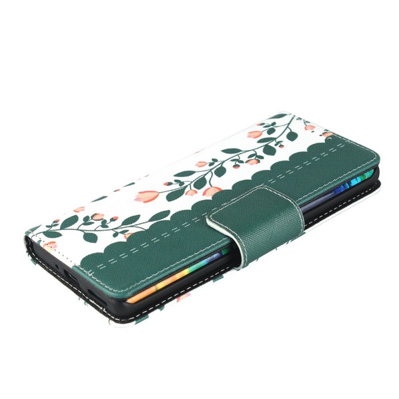 Etui Folio Huawei Mate 30 Pro Zielony Magenta Różyczki Stringi Etui Ochronne