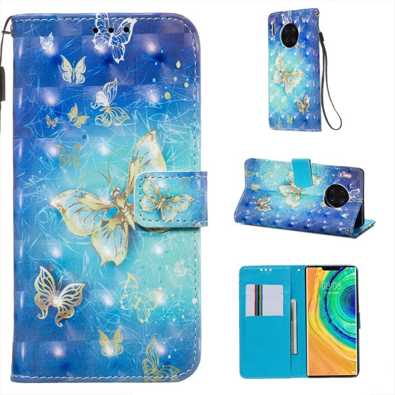 Etui Folio Huawei Mate 30 Pro Złote Motyle