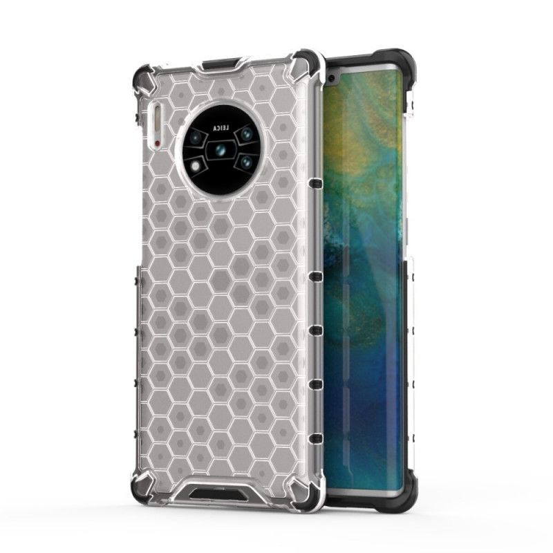 Etui Huawei Mate 30 Pro Biały Czarny Styl Plastra Miodu