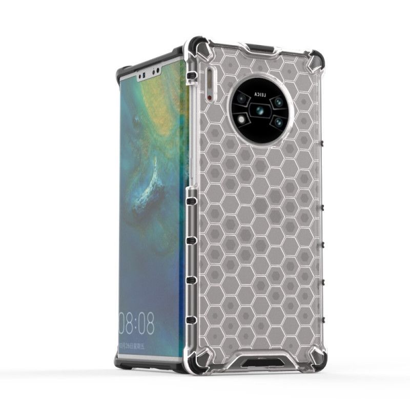 Etui Huawei Mate 30 Pro Biały Czarny Styl Plastra Miodu