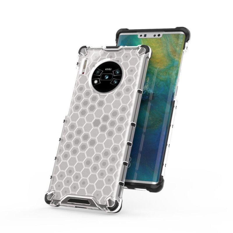 Etui Huawei Mate 30 Pro Biały Czarny Styl Plastra Miodu