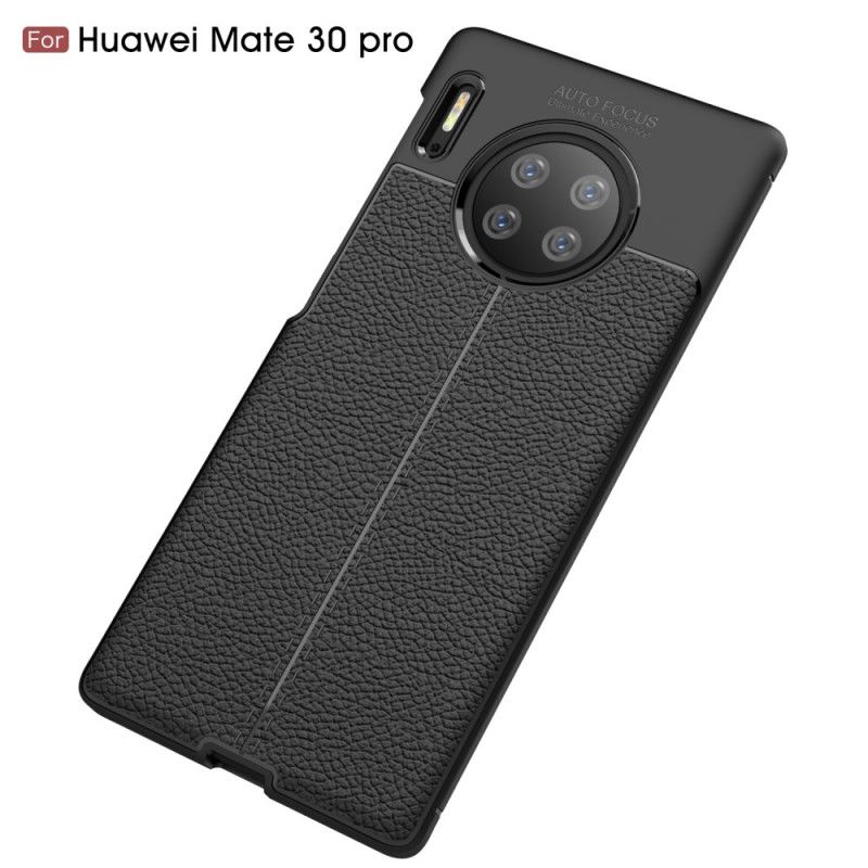 Etui Huawei Mate 30 Pro Czerwony Czarny Efekt Skóry Z Podwójną Linią Liczi