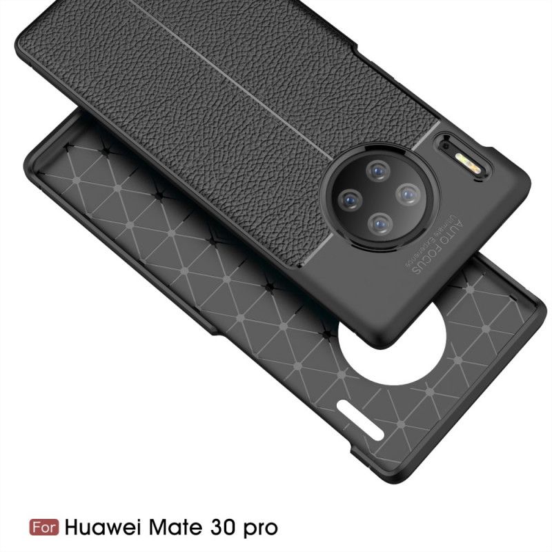 Etui Huawei Mate 30 Pro Czerwony Czarny Efekt Skóry Z Podwójną Linią Liczi