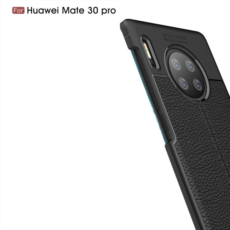 Etui Huawei Mate 30 Pro Czerwony Czarny Efekt Skóry Z Podwójną Linią Liczi