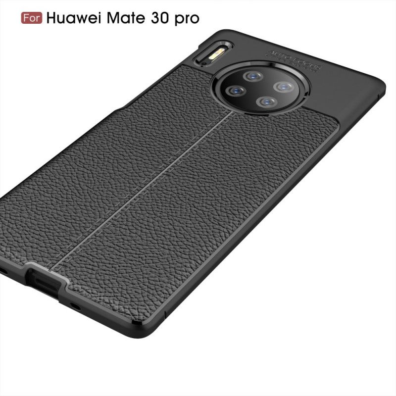 Etui Huawei Mate 30 Pro Czerwony Czarny Efekt Skóry Z Podwójną Linią Liczi