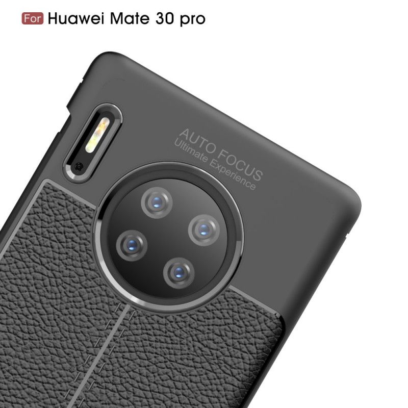 Etui Huawei Mate 30 Pro Czerwony Czarny Efekt Skóry Z Podwójną Linią Liczi