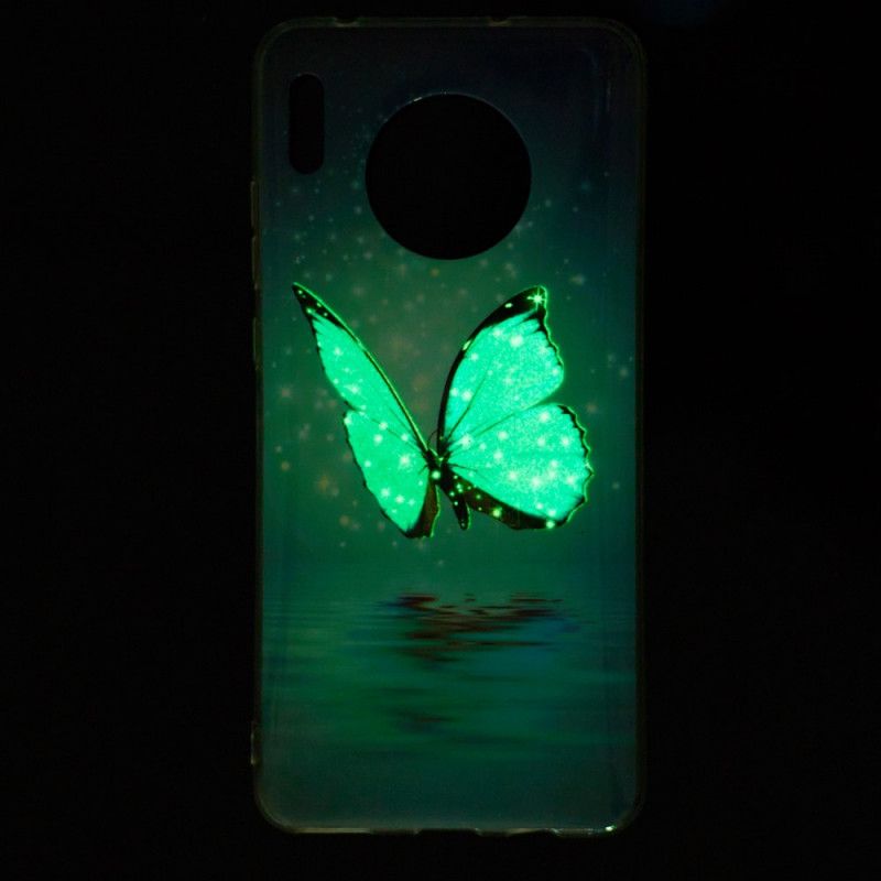 Etui Huawei Mate 30 Pro Fluorescencyjny Niebieski Motyl