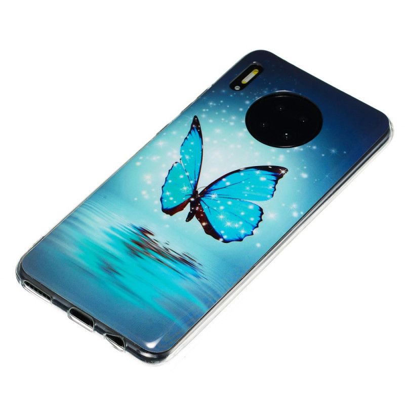 Etui Huawei Mate 30 Pro Fluorescencyjny Niebieski Motyl