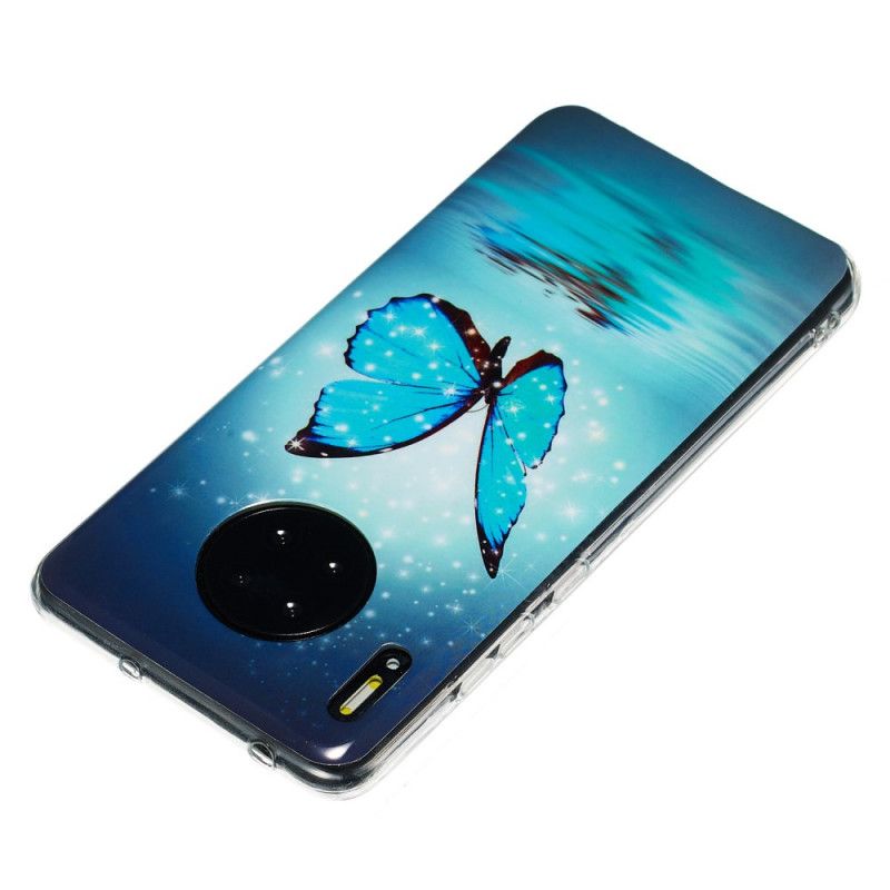 Etui Huawei Mate 30 Pro Fluorescencyjny Niebieski Motyl