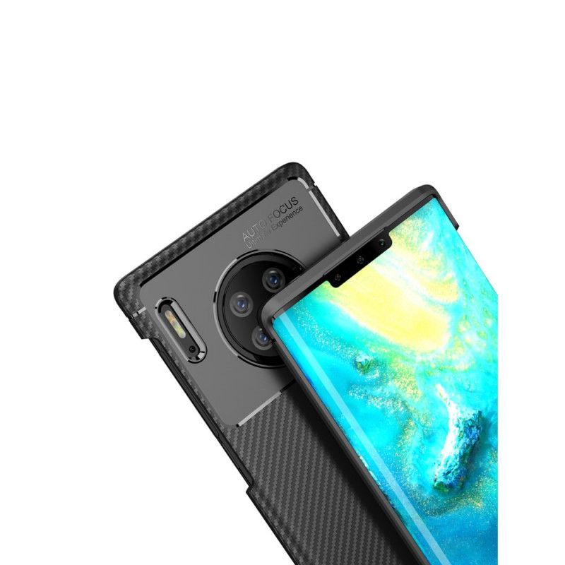 Etui Huawei Mate 30 Pro Granatowy Czarny Elastyczna Tekstura Włókna Węglowego Etui Ochronne