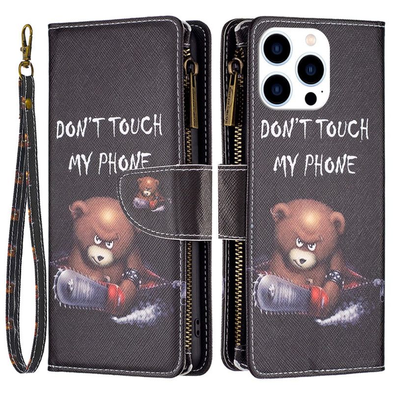 Etui Folio Do iPhone 16 Pro Max Portfel Niebezpiecznego Niedźwiedzia