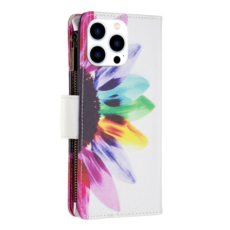 Etui Folio Do iPhone 16 Pro Max Portfel Z Paskiem W Kwiaty