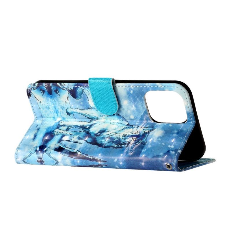 Etui Folio Do iPhone 16 Pro Max Wilk Śnieżny Z Paskiem