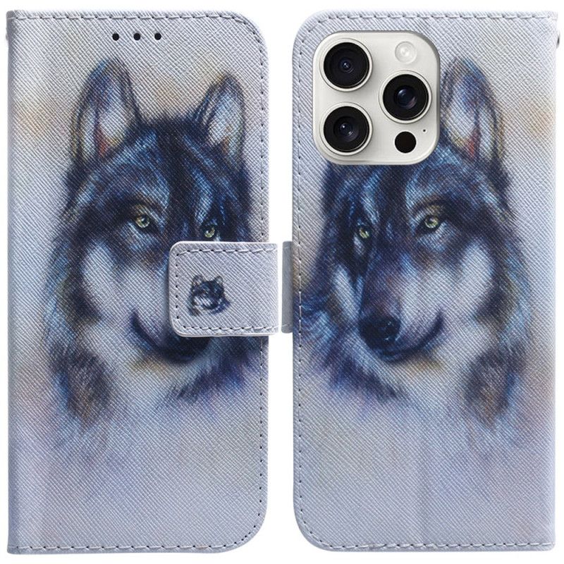 Etui Folio iPhone 16 Pro Max Akwarela Wilk