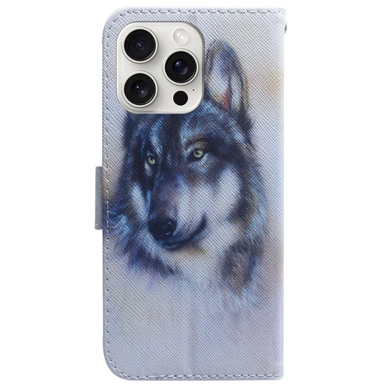 Etui Folio iPhone 16 Pro Max Akwarela Wilk