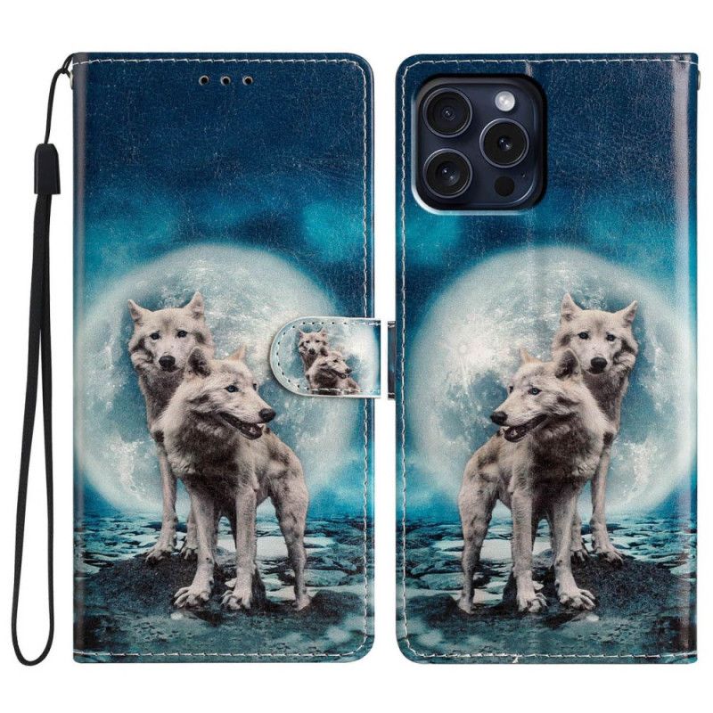 Etui Folio iPhone 16 Pro Max Dwa Wilki Z Paskami