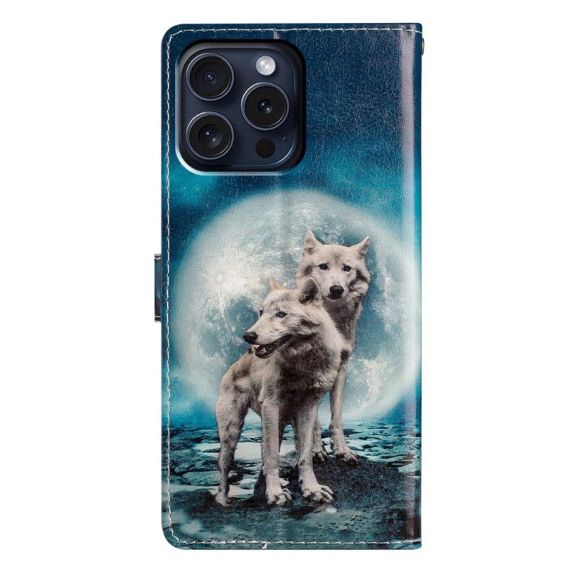 Etui Folio iPhone 16 Pro Max Dwa Wilki Z Paskami