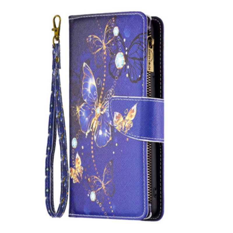 Etui Folio iPhone 16 Pro Max Fioletowy Portfel W Motyle Z Paskiem Etui Ochronne